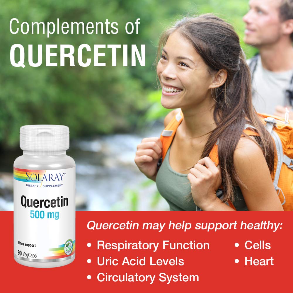 Solaray Quercetin 500mg | Support for Healthy Cells, Heart, Circulatory & Respiratory System | Bioflavonoids, Antioxidants, AMPK Activator | 90 Count: Health & Personal Care