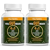 Vital Gut Health 4in1 Formula with Apple Cider Vinegar, Prebiotics & Probiotics, Digestive Enzymes for Strong Immunity Support and Complete Gut and Digestion Support- 60 Days Supply