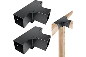 DEVALLEY 4-Way Pergola Brackets Kit, DIY Right Corner Woodwork Brackets for 4" x 4" (Actual:3.5"x3.5") Lumber for Patio Pergolas, Gazebos, Log Cabin W/Hardware (2 Pack)……