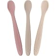 WeeSprout Silicone Baby Spoons - First Stage Infant Feeding Utensils With Soft-Tip, Bendable Kitchenware for Parent & Self-Feeding, Ultra-Durable, Dishwasher Safe, Travel Case, Set of 3
