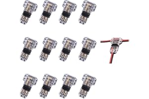MAVELOVS Low Voltage Wire Connector, Quick Solderless Wire Splice Connector, 12 Pack T Tap Wire Connectors, No Stripping Speaker Wire Splice, Fits 24-20 AWG Stranded/Solid Electrical Wires, T Type 2 Pin