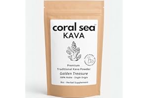 CORAL SEA KAVA Kava Powder - Vanuatu Golden Treasure - Calming Drink to Relax - Rare Noble Kava Root Tea - Uplifting & Heady - Alternative Social Beverage - Traditional Grind Waka and Lawena Mix 8oz