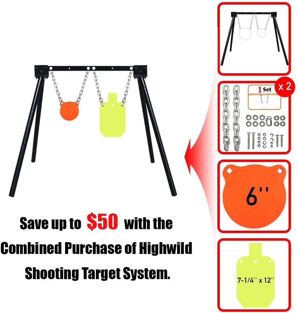 Highwild Steel Target Stand AR500 Shooting Target System (1 Stand, 2 Mounting Kits & 6" Gong + 7"x 12"Torso) : Sports & Outdoors