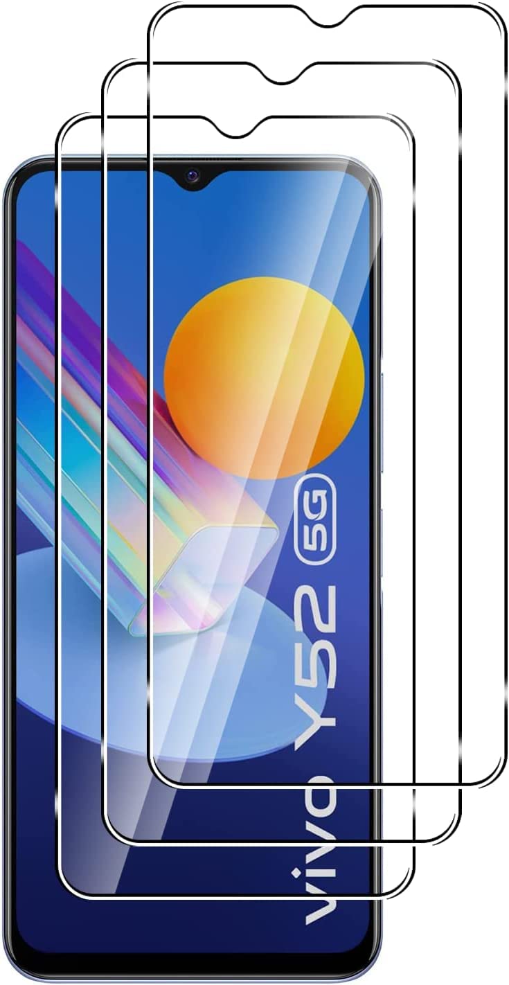 Screen Protector for Vivo Y52 5G/Vivo Y72 5G, [3 Pack] Tempered Glass for Vivo Y52 5G/Vivo Y72 5G, 9H Tempered Glass, Bubble-Free, High Definition, Anti-Scratch