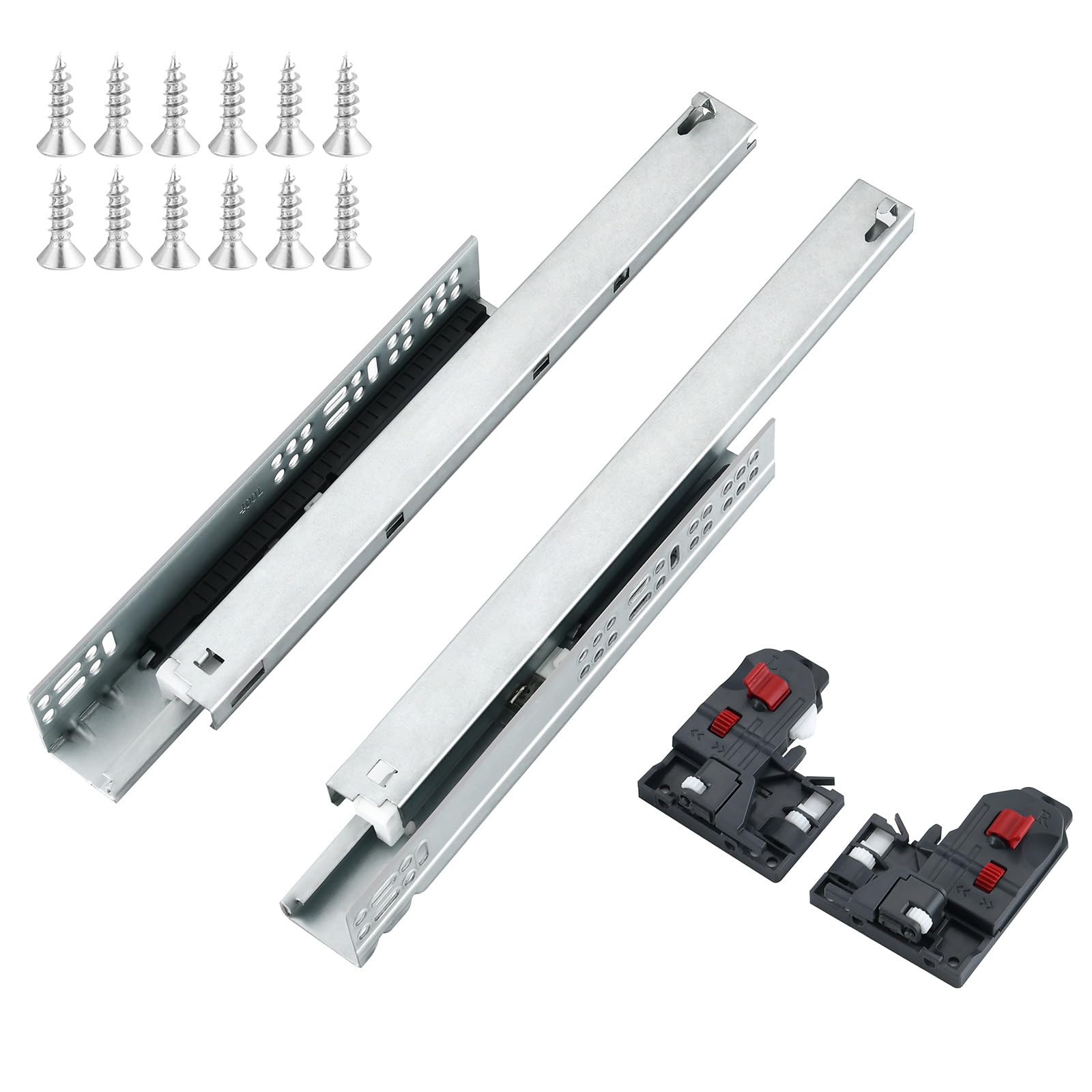 Photo 1 of 6 Pair 24 Inch (600mm) Soft Close Undermount Drawer Slides,100LB Load Capacity Full Extension Concealed Bottom Mount Drawer Glides Rails with 3D Locking Device