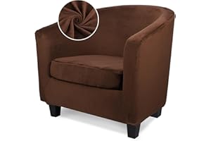 Treaful Chair Cover for Living Room, 2 Piece Barrel Club Chair Slipcover with Chair Cushion Cover, High Stretch Velvet Armchair Barrel Chair Slipcover Washable Furniture Protector for Living Room