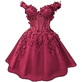 Youjiayi 3D Butterfly Short Homecoming Dresses for Teens Off Shoulder DAMA Dress for Quinceanera Puffy Tulle Short Prom Dress