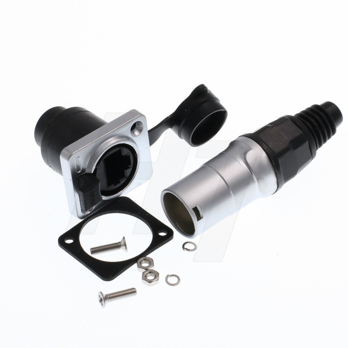 HangTon Panel Mount Waterproof RJ45 Connector Ethernet Network Cat5e Socket Feedthrough Chassis Receptacle (1set, Plug and Socket) — image 1