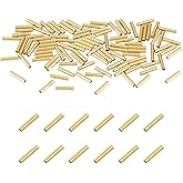 DELORIGIN 100PCS 14k Gold Plated Filled Tube Beads Small Bead 7×1.5mm Long Tube Seed Charm Gold Loose Spacer Beads for Jewelry Making DIY Earring Bracelets Necklace Crafts