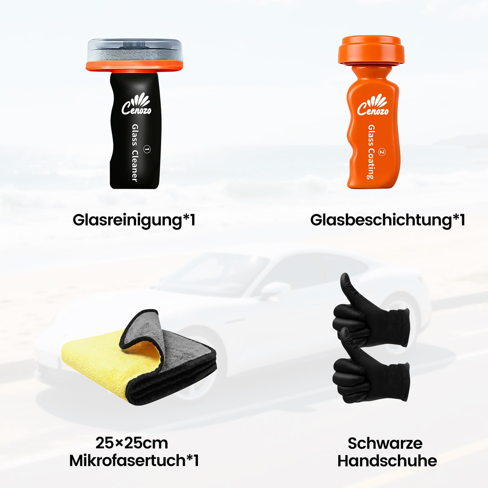 2 in 1 Scheibenreiniger & Scheibenversiegelung Auto Kit,Glasreiniger Auto Entfernung von Fett und Schmutz auf Glas-Quick Effect Coating Agent Regenabweise Scheibenversiegelung mit Abperleffekt 7