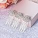 BriLove Women's Bohemian Flower Cluster Crystal Bridal Wedding 3 Hair Comb Clip Set Silver-Tone Clear