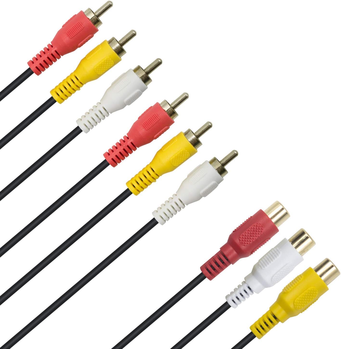 Duttek RCA Splitter Cable, 3 RCA Female Jack to 6 RCA Male Plug RCA Y Splitter Extension Audio Video AV Adapter Cable 30cm/11.8 Inch - Image 4