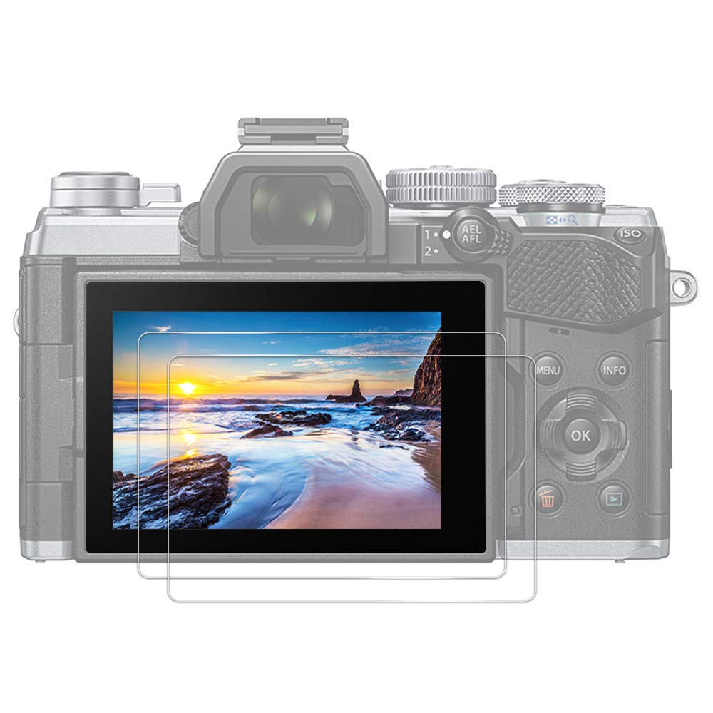 JJC (2 PACK) Tempered Glass Screen Protector for Nikon Z fc, Z30, Olympus OMD OM5 E-M1X E-M1 E-M1II E-M10 E-M10II E-M10III E-M10IV E-M5 E-M5II E-M5III PEN-F E-P5 E-P7 E-PL7 E-PL8 E-PL10, Ultra-Thin — image 1