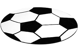 JOINSI Soccer Rug 31"x31" Round Bathroom Mat, Non Slip Bedroom Sports Carpets for Kids Boys Bedroom Living Room Playroom Decor (Soccer)