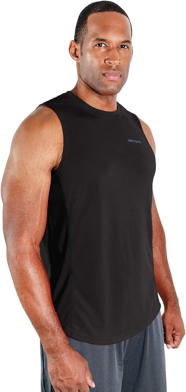 DEVOPS 3 Pack Men's Muscle Shirts Sleeveless Dri Fit Gym Workout Tank Top: Clothing