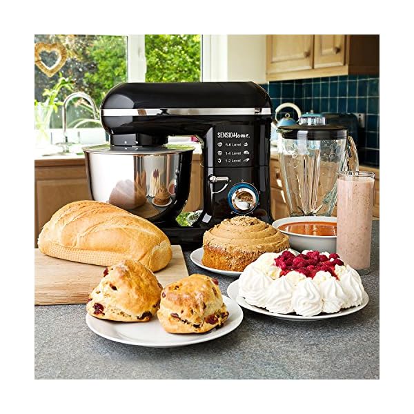 Sensio-Home-2-in-1-Food-Processor-Blender-Stand-Mixer-Machine-1300W-Electric-Motor-Dough-Hook-Whisk-Beater-Splash-Guard-6-Speed-45-Litre-Stainless-Steel-Mixing-Bowl-15L-Glass-Jug Sensio Home 2-in-1 Food Processor Blender & Stand Mixer Machine - 1300W Electric Motor - Dough Hook, Whisk, Beater…