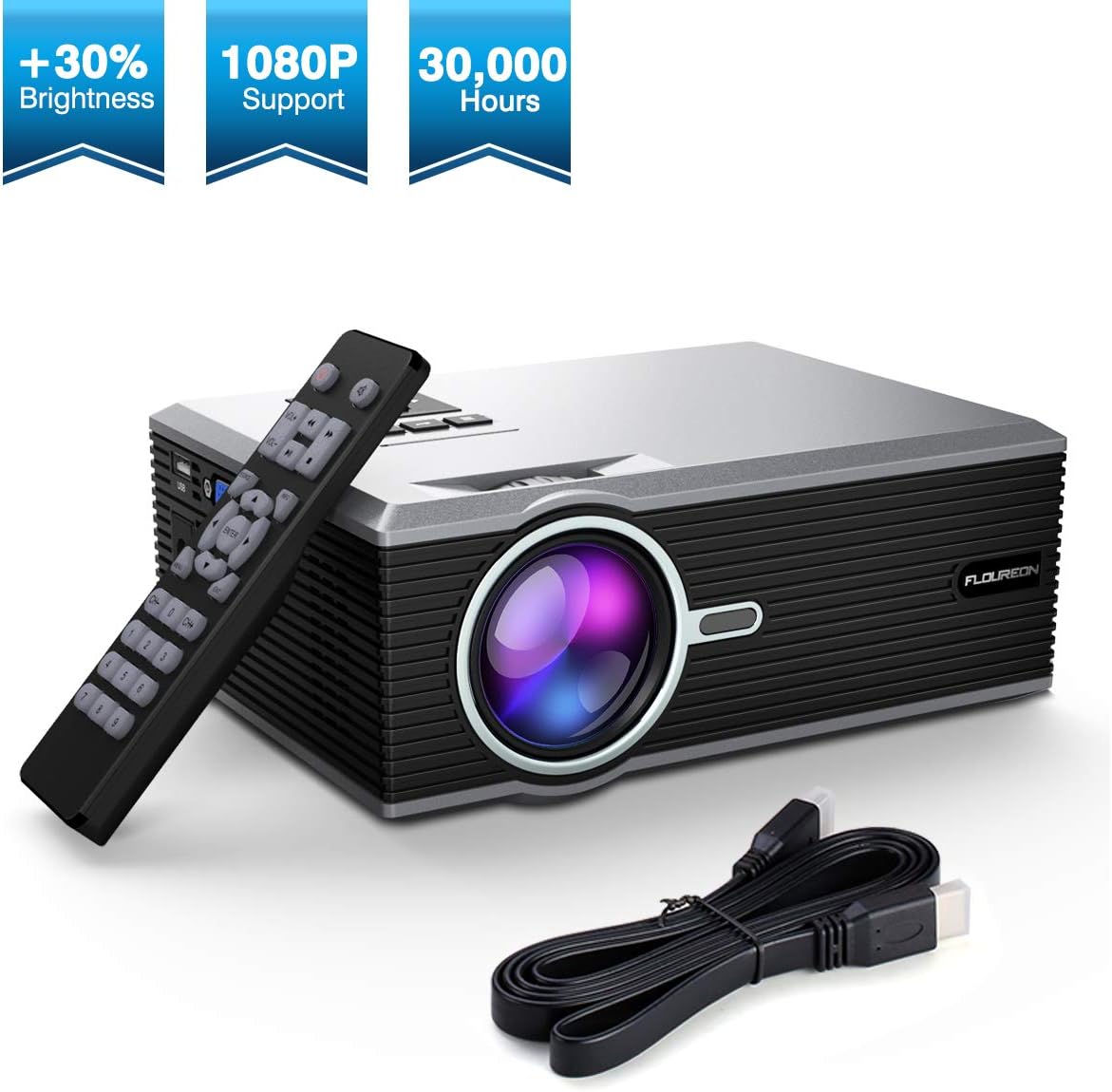 Proyector, FLOUREON 1080P Mini Proyector, Portable Home Cinema HD ...