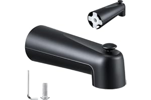 Enhon 7 Inch Slip on Tub Spout with Diverter, Compatible with Moen 3839/Moen 3853, Bathtub Diverter Spout Fits 1/2" Copper Water Tube(5/8" Diameter), 5/32" Hex Wrench(Matte Black,Classic)