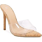 Shion ShaaYii Women Clear Pointed Toe Sandals Stiletto Heels Transparent Strap High Heels Slip on Mules for Women