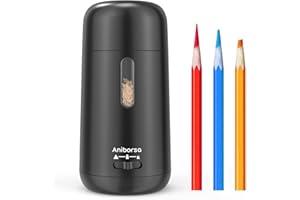 Aniborsa Automatic Electric Pencil Sharpener - Auto Feed, Auto Stop & Auto Eject for School, Office, Home, Black