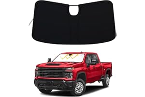 RAVOTOM Windshield Sun Shade for 2023-2026 Chevy Silverado/GMC Sierra 1500, 2024-2026 Silverado/Sierra 2500HD 3500HD & 2022 Refreshed Model, Fully Covered Foldable Front Sun Shade, Blocks UV Rays and Heat