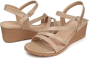 SHIBEVER Wedge Sandals for Women Dressy: Summer Low Wedges Womens Comfortable Open Toe Sandal