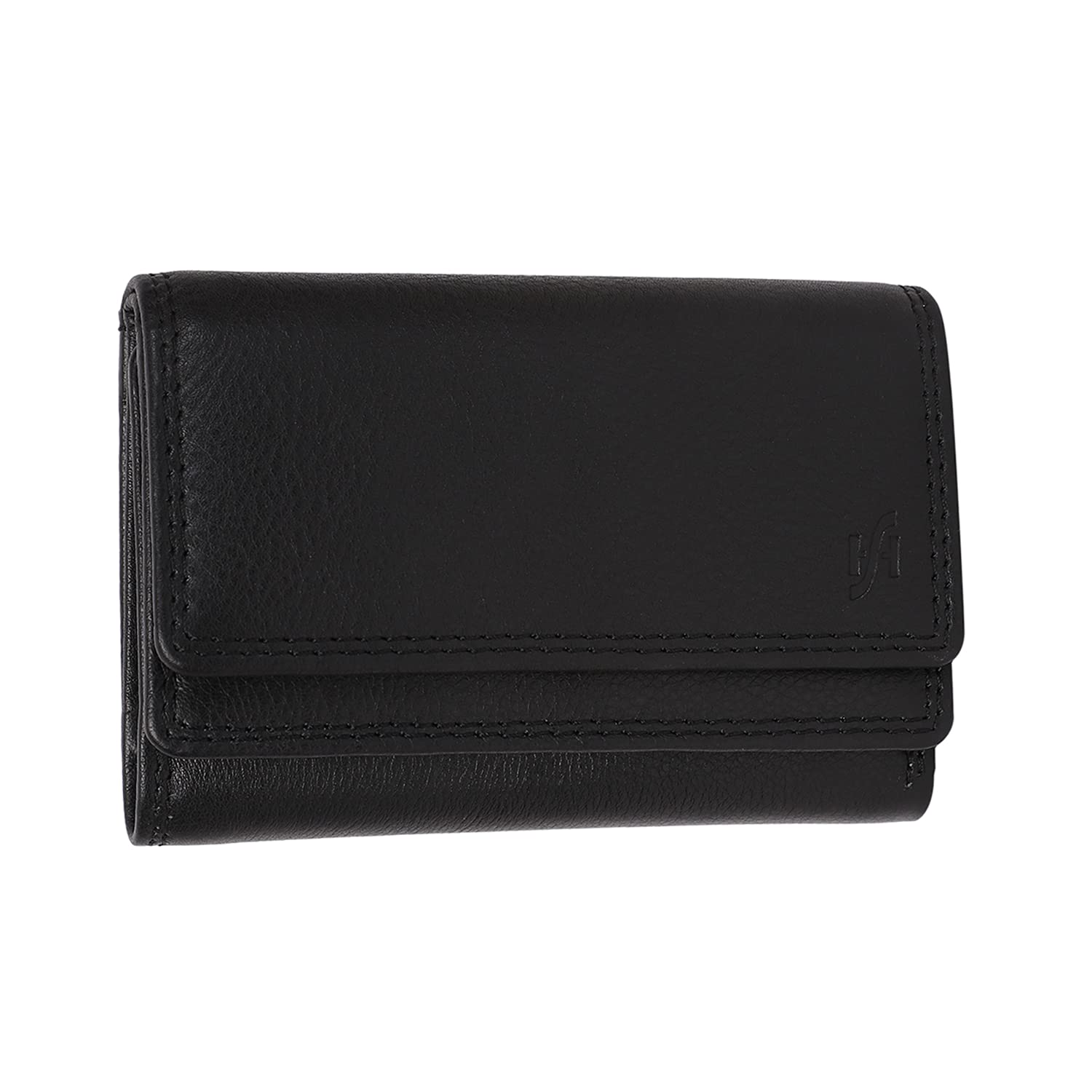 STARHIDE Women's RFID Small Leather Purse, Genuine Soft Leather Wallet with Coin & Key Pocket for Ladies, Credit Card Holder, ID Pocket Wallet #5545 (Black)