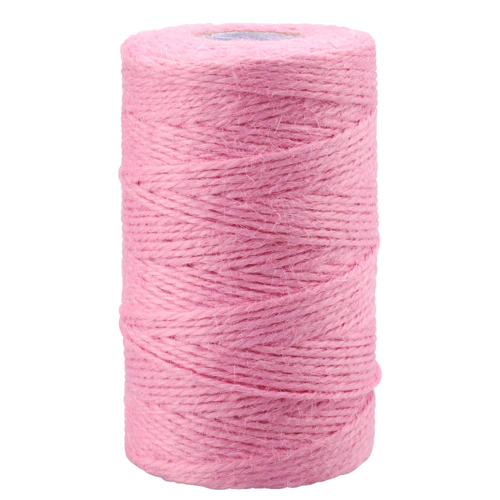 G2PLUS Pink Jute String Twine 2MM, 100M Natural Garden Jute Rope, 3 Ply Art and Crafts Linen String for DIY Craft; Gardening Use