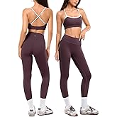 2 Piece Workout Sets for Women, Camisole Square Neck Tops & Seamless Leggings, Gym Yoga Pilates Outfits