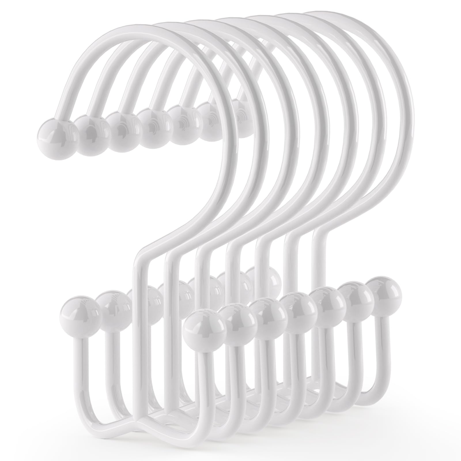 Photo 1 of Goowin Shower Curtain Hooks, 12 Pcs Shower Curtain Rings, Durable Shower Curtain Rings Rust Proof, Double Glide Shower Rings for Curtain, Simple Shower Hooks for Shower Curtain & Liner, White