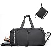 Krone Kalpasmos Gym Bag for Men and Women with Shoe Compartment - Lightweight, Waterproof, Foldable Sports Duffel Bag | Small Gym Bag, Black