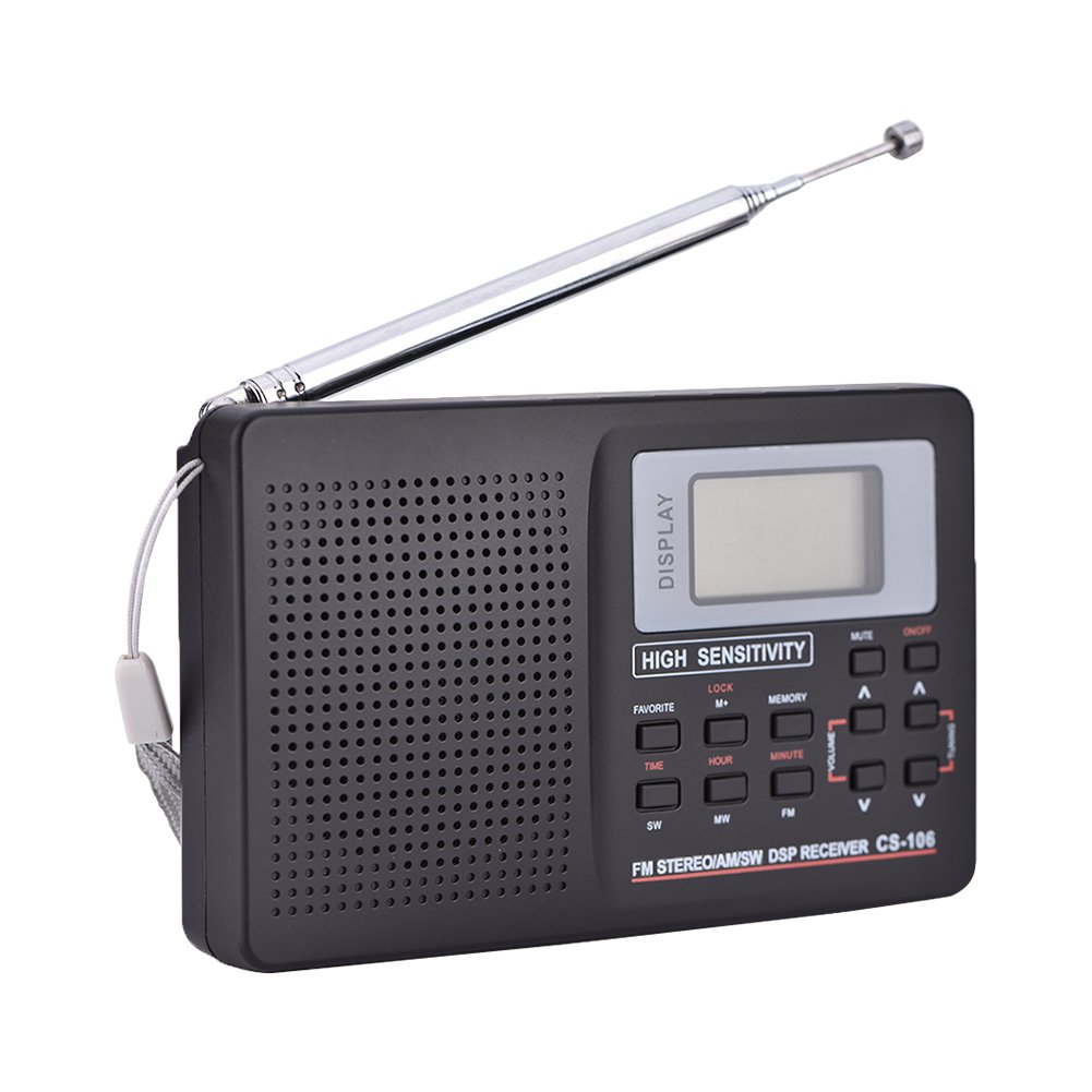 Bewinner AM FM Portable Radio Mini Pocket Radio FM/AM/SW/LW/TV Sound Full Frequency Receiver Receiving Radio Alarm Clock 9 KHz MW Tuning Step, Gift for Elder(FM Radfor ios)