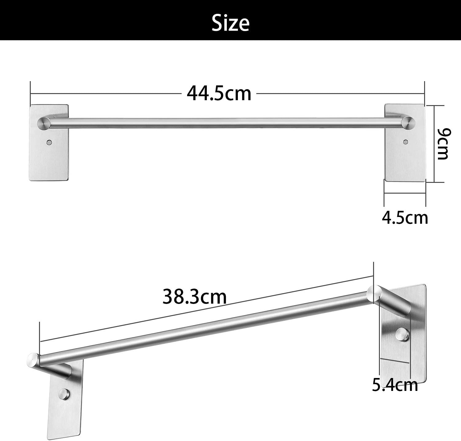 Badtuchstange 38 3 Cm Handtuchstange Aus 304 Edelstahl Fur Badezimmer Wand Kuche Umi Essentials Selbstklebender Handtuchhalter Mit Ohne Bohren