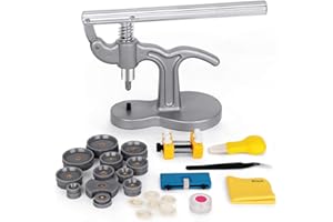 BYNIIUR Watch Press Set Back Case Closer, 19pcs Watch Back Press Tool Watch Battery Replacement Tool Kit Watch Repair kit with Press, 18mm-50mm Fitting Dies Watch Tool Kit, Watch Case Press Watch Opener Tool