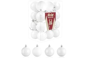 Aitsite 24ct Christmas Tree Ornaments Set 1.57 inches Mini Shatterproof Holiday Ornaments Balls for Christmas Decorations (White)