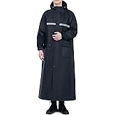 RINJOY Long Hooded Raincoat Safety Waterproof Emergency Reflective with Packable Rain Jacket Poncho for Men Women Adults