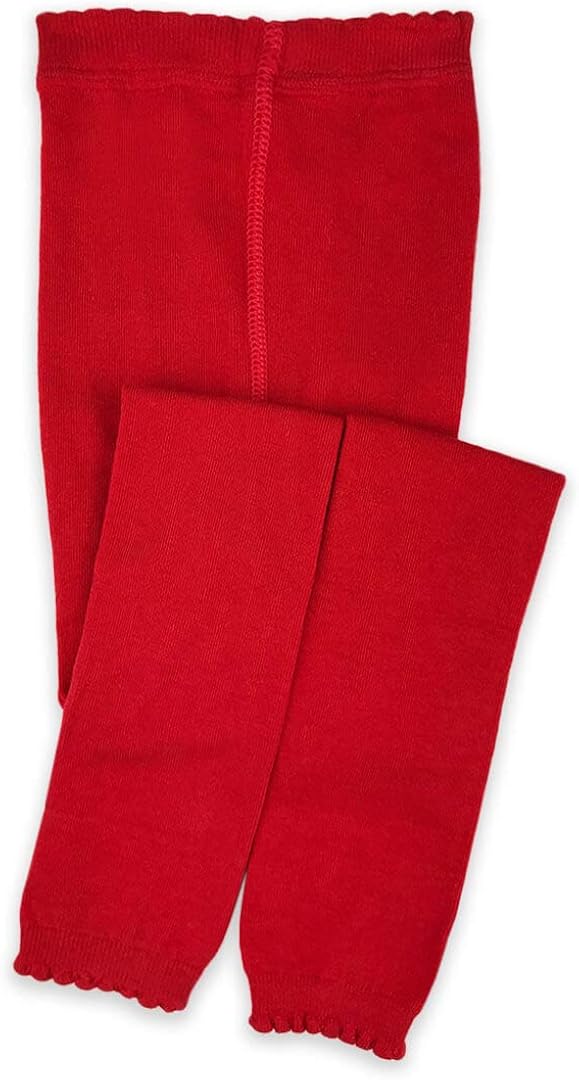 Jefferies Socks Girls' Baby Cotton Footless Tights with Scalloped Edge: Clothing