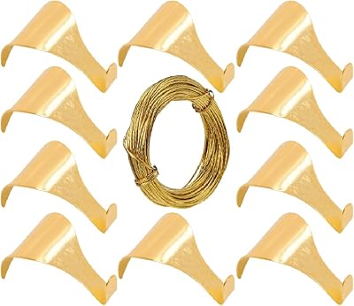 SISI UK Brass Plated Picture Rail Hooks with 3.0m Wire 10 Pcs Dado Rail