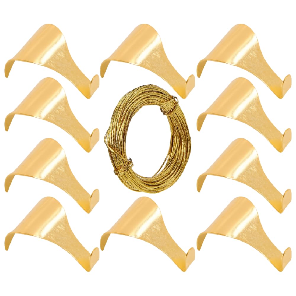 Picture Rail Hooks Dado Rail Hooks Brass Plated Antique Style Moulding Hooks with 3.0m Brass Wire for Picture Hanging Decoration – 10 Pcs
