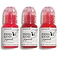 Perma Blend Red Tattoo Ink Set for Permanent Makeup - Lip Blush Microblading Kit - Tattoo Supplies for PMU - Includes Red Apple, Cherry & Cardinal - Vegan (0.5 oz Each)