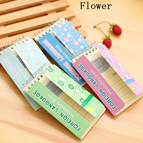 Katoot@ 4Pcs Cute Flower wordbook Kawaii plant vocabulary book Mini coil notebook Korean stationery office school supplies canetas - Thumbnail 2