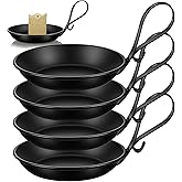 4PCS Matte Black Iron Pillar Candle Holders with Handle - Industrial Bowl Design Candle Stand Set, for Table, Mantel, Wedding Centerpiece Decor