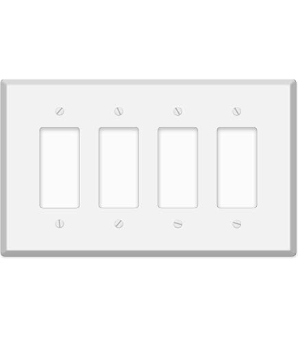Premier 4-Gang Decorator Rocker Light Switch Wall Plate - White, Fits Standard Rocker Switches