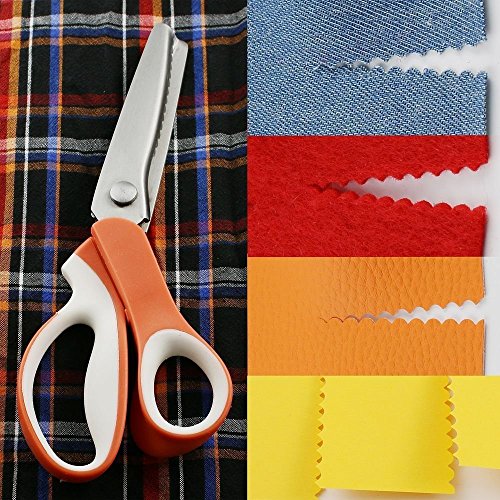 Hui Tong fabric pinking shears, sewing scissors ,Pinking Shears, pinking scissors,(5mm scalloped, Orange)