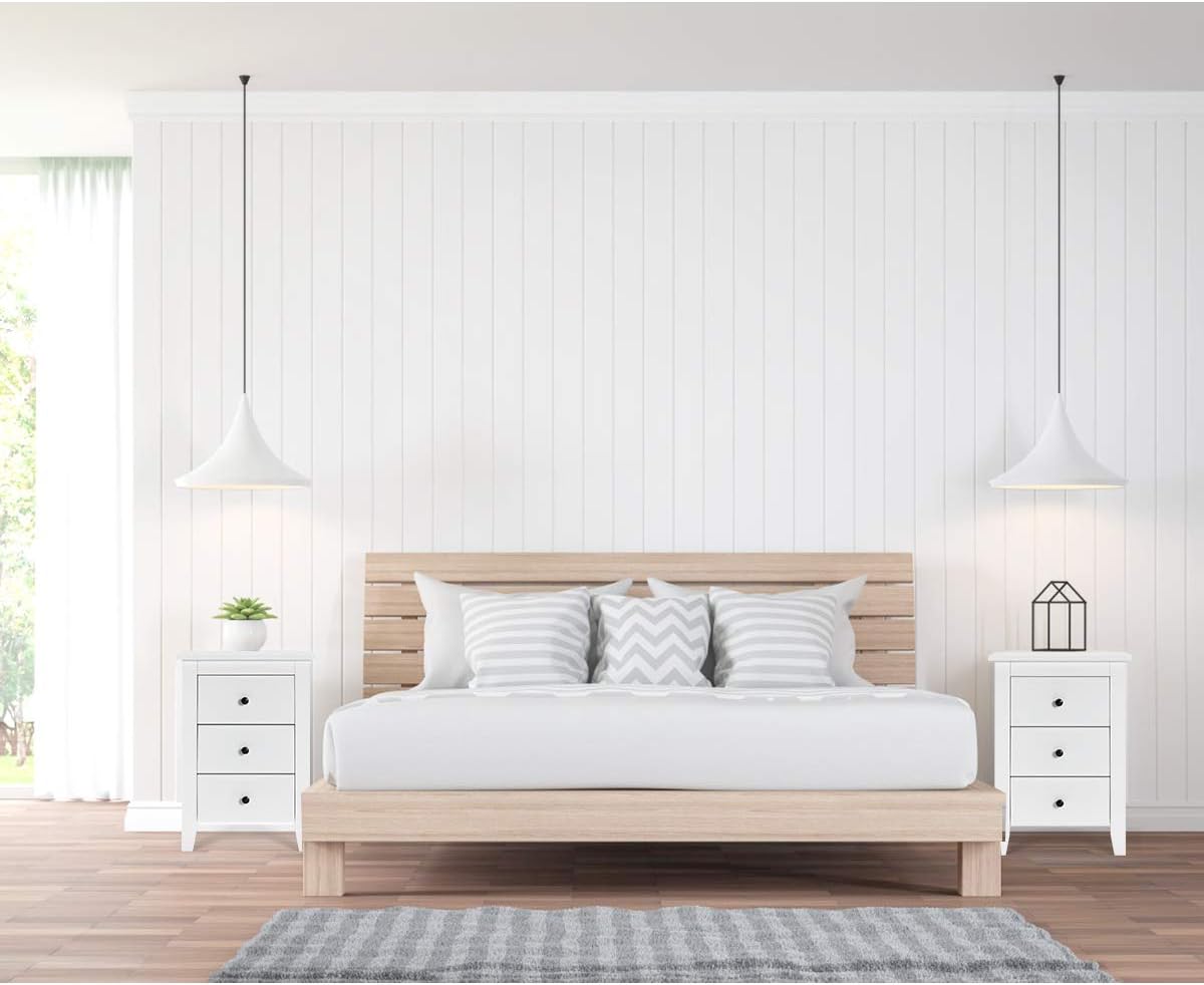 Giantex Nightstand W/ 3 Drawers Large Storage Space, Solid Structure and Stable Frame, Elegant Appearance, Suitable for Bedroom and Bedsides Table Accent Table End Table (2): Kitchen & Dining