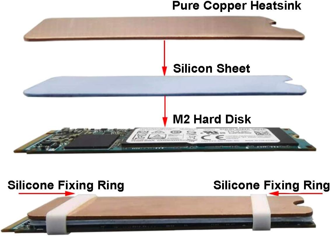 m2 PCIe NVMe Laptop SSD Heatsinks Cooler M.2 Copper Heatsinks Cooler with Silicone Thermal Pad