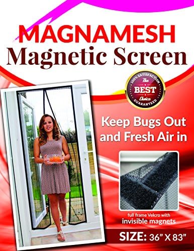 Twisted Enterprise screen34824 Magna Mesh Magnetic Screen Door Heavy Duty Door Screens with Magnets Fits Doors, Hidden Magnets, Easy to Install, Bug Proof