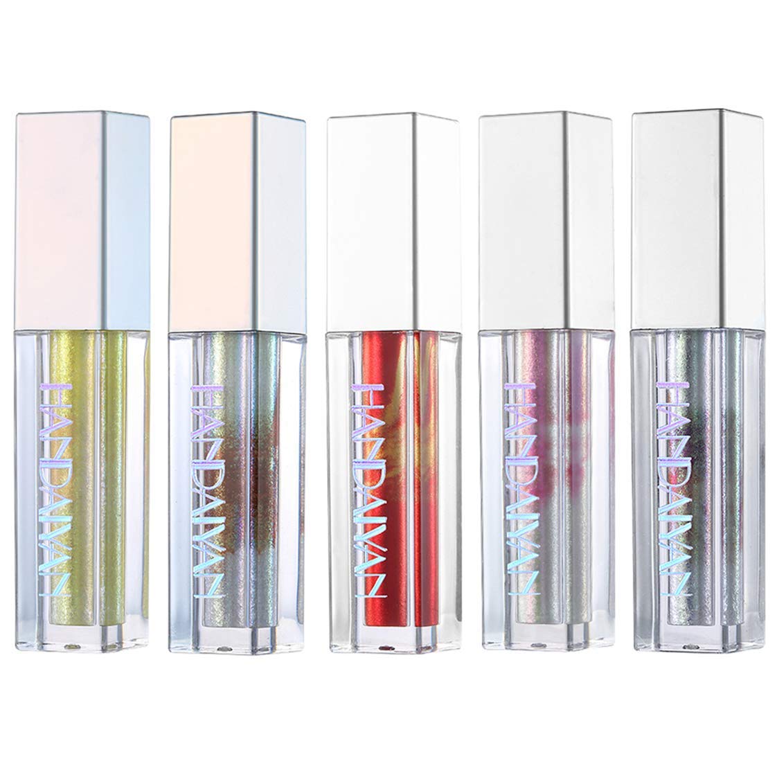 5 Colors Liquid Eyeshadow Glitter Liquid Set Marble Shimmer Liquid Eye Shadow Long Lasting Waterproof Liquid Eyeliner Set Metallic Makeup Set (A)