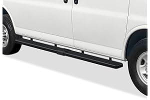 APS Running Boards 6 inches Matte Black Compatible with Chevy Express GMC Savana 1500 2500 3500 2003-2024 Full Size Van 3-Door Stainless Steel (Nerf Bars Side Steps Side Bars)