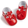 Meckior Infant Baby Girls Soft Sole Bowknot Princess Wedding Dress Mary Jane Flats Prewalker Newborn Light Baby Sneaker Shoes